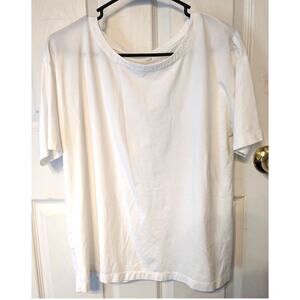 J Jill Solid White Top Medium Short Sleeve Summer Basic Minimalist Shirt Tshirt